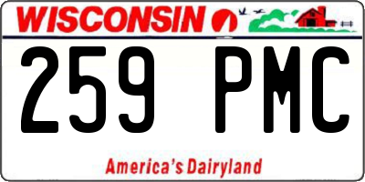 WI license plate 259PMC