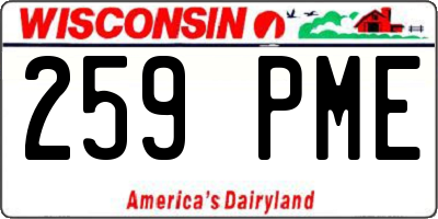 WI license plate 259PME