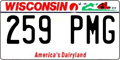 WI license plate 259PMG