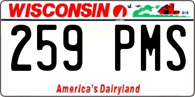 WI license plate 259PMS