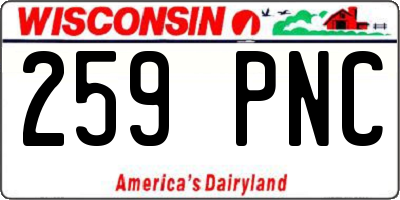 WI license plate 259PNC