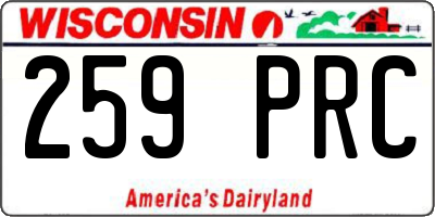 WI license plate 259PRC