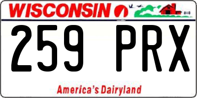 WI license plate 259PRX