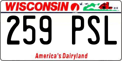 WI license plate 259PSL