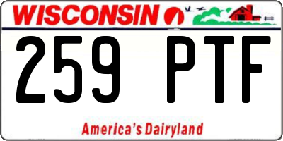 WI license plate 259PTF