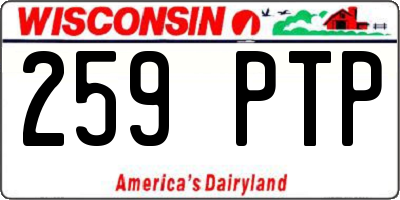 WI license plate 259PTP