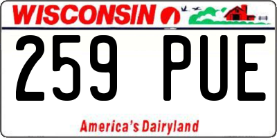 WI license plate 259PUE