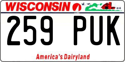 WI license plate 259PUK