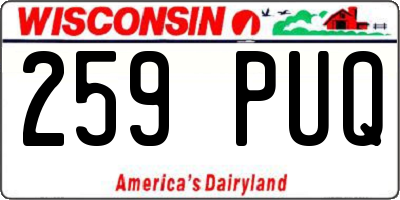 WI license plate 259PUQ