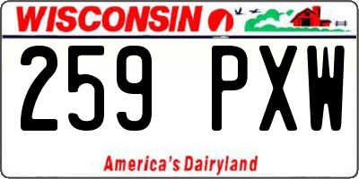 WI license plate 259PXW