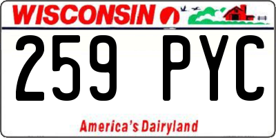 WI license plate 259PYC