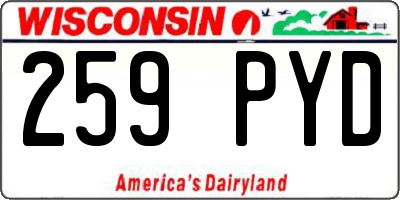 WI license plate 259PYD