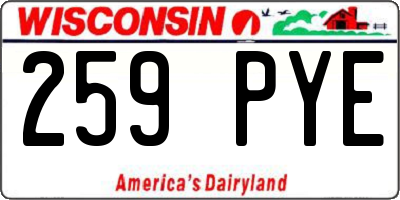 WI license plate 259PYE