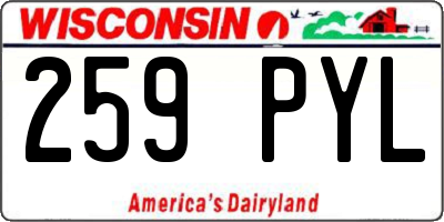 WI license plate 259PYL