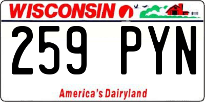 WI license plate 259PYN