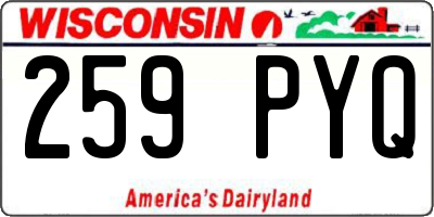 WI license plate 259PYQ