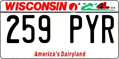 WI license plate 259PYR