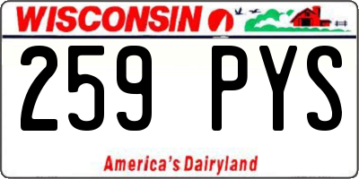 WI license plate 259PYS