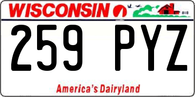 WI license plate 259PYZ