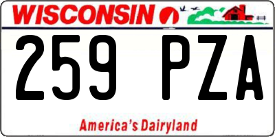 WI license plate 259PZA