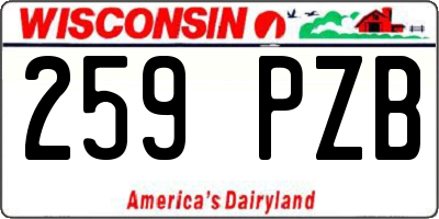 WI license plate 259PZB