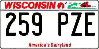 WI license plate 259PZE