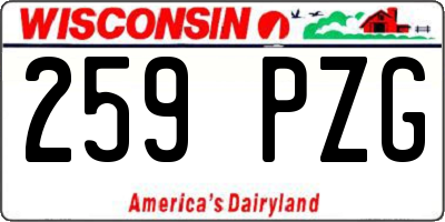 WI license plate 259PZG