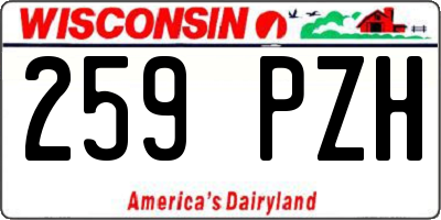 WI license plate 259PZH