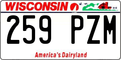 WI license plate 259PZM