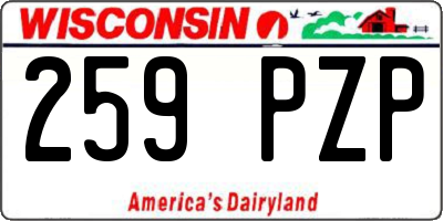 WI license plate 259PZP