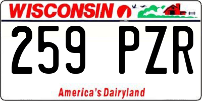 WI license plate 259PZR