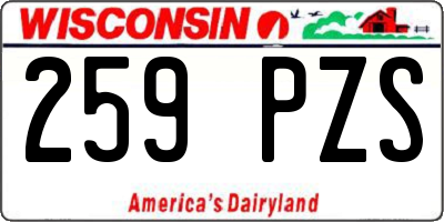 WI license plate 259PZS