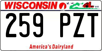 WI license plate 259PZT