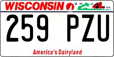 WI license plate 259PZU