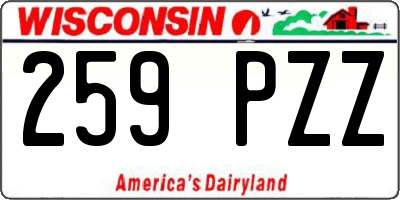 WI license plate 259PZZ