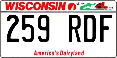 WI license plate 259RDF
