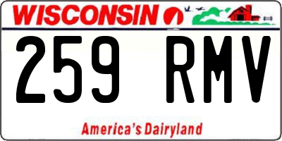 WI license plate 259RMV