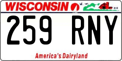WI license plate 259RNY
