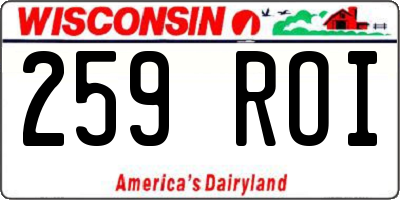 WI license plate 259ROI