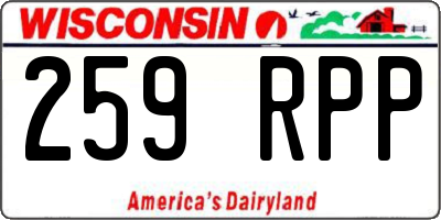 WI license plate 259RPP