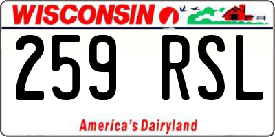 WI license plate 259RSL
