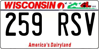 WI license plate 259RSV