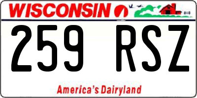 WI license plate 259RSZ