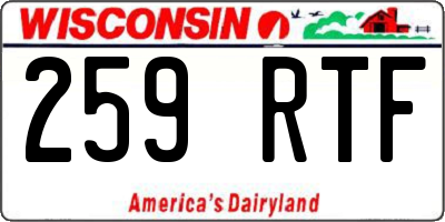 WI license plate 259RTF