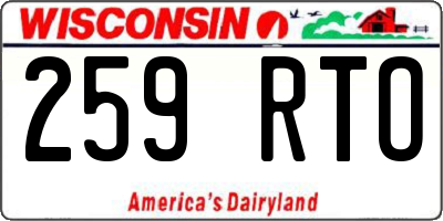 WI license plate 259RTO
