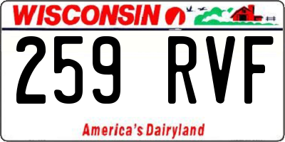 WI license plate 259RVF