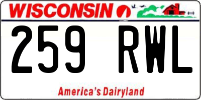 WI license plate 259RWL
