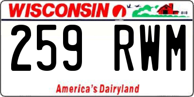 WI license plate 259RWM
