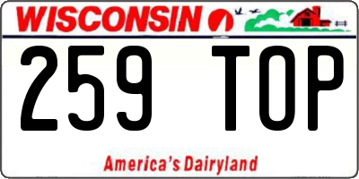WI license plate 259TOP