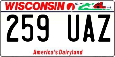 WI license plate 259UAZ